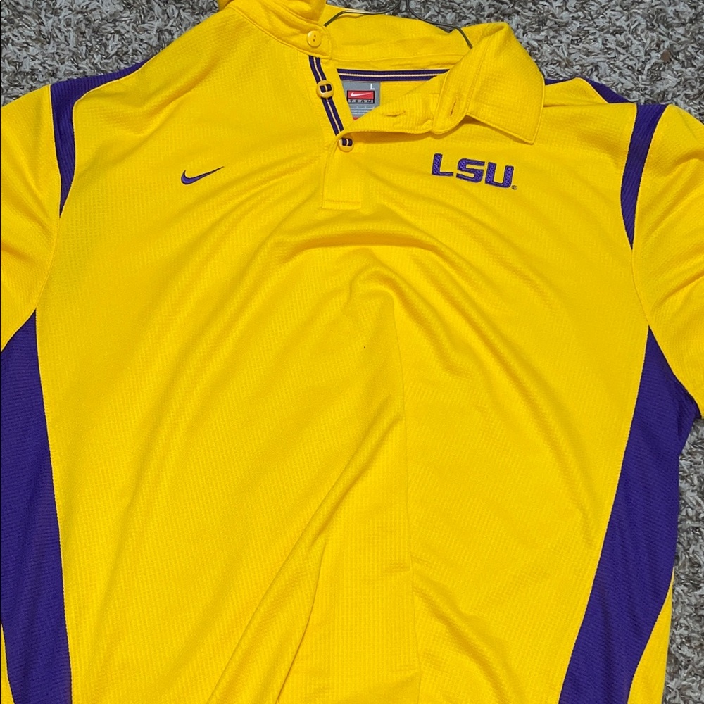 Nike Yellow and Purple LSU Polo Shirt